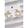 Pirinç Gold Renk Zirkon Taşlı Sallantı Detay Kelebek Model Kadın Küpe