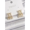 Pirinç Gold Renk Zirkon Taşlı X Model Sallantı Detay Kadın Küpe