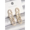 Pirinç Gold Renk Zirkon Taşlı Zincir Model Kadın Küpe