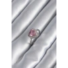 Pirinç Gümüş Renk Pembe Zirkon Taş Kalp Charm Model Kadın Yüzük
