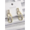 Pirinç Zirkon Taşlı Sallantı Kadın Küpe