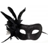 Siyah Renk Metalize Sim Görünümlü Parlak Tüylü Parti Maskesi 22x19 Cm
