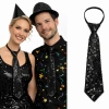 Siyah Renk Pul Payetli Işıltılı Parti Kravatı 33 cm