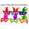 Renkli Parti Maskesi 639lı | Tüylü Karton Maske Seti (lastikli)