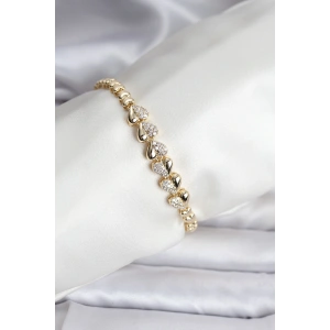 14K Gold Renk Kaplama Kalp Model CM Kadın Bileklik