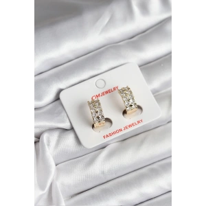 14K Gold Renk Kaplama Zirkon Taşlı CM Kadın Küpe