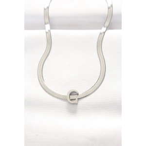 316L Çelik C Harfli Silver Renk İtalyan Zincirli Kolye