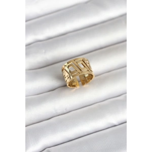 316L Çelik Gold Renk Geometrik Model Kadın Yüzük