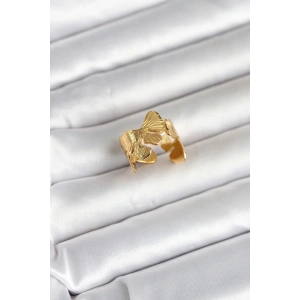 316L Çelik Gold Renk Lotus Model Kadın Yüzük
