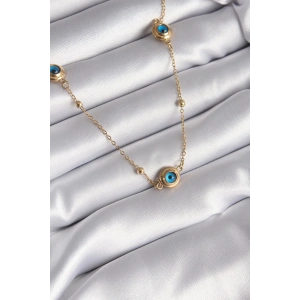 316L Çelik Gold Renk Nazar Boncuk Model Kadın Kolye
