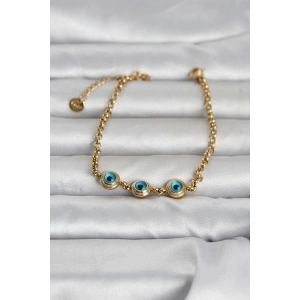 316L Çelik Gold Renk Nazarlı Kadın Bileklik