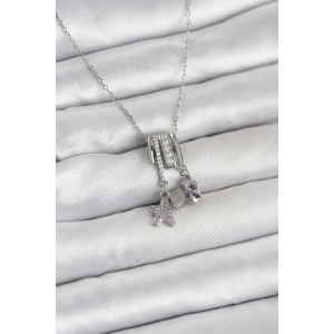 316L Çelik Gümüş Zirkon Taşlı Deniz Tema Charmlı Kadın Kolye