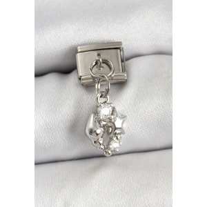 316L Çelik Sallantılı Zirkon Taşlı Deniz Kabuğu Ve Yıldız Model Gümüş Renk Nomination Charm