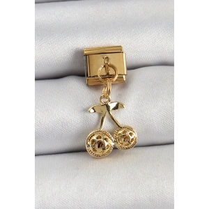316L Çelik Sallantılı Zirkon Taşlı Fiyonk Model Gold Renk Nomination C316L Çelik Sallantılı Kiraz Model Gold Renk Nomination Charm