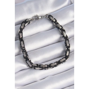 316L Çelik Siyah Gümüş Renk Kral Zincir Model Erkek Bileklik