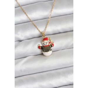 316L Çelik Zincir Gold Renk Kardan Adam Figürlü Yılbaşı Temalı Kadın Kolye