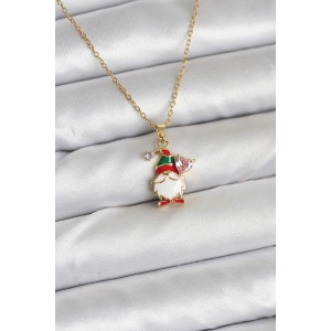 316L Çelik Zincir Gold Renk Yılbaşı Teması Kadın Kolye