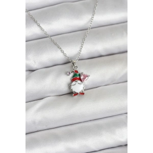 316L Çelik Zincir Gümüş Renk Yılbaşı Teması Kadın Kolye