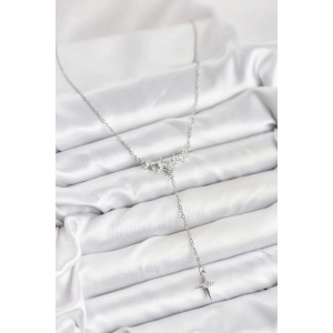 316L Çelik Zincir Gümüş Renk Yıldız Model Y Kadın Kolye