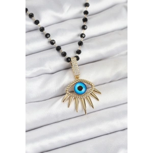 316L Çelik Zincir Kristal Boncuklu Göz Model Kadın Kolye