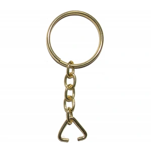 Anahtarlık Halkası, Halka + Zincir + Üçgen, 24mm, Altın, Sarı, 1000 Adet