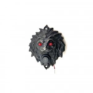 Antika Tarz Dekoratif Pirinç Aslan Kapı Zili - 100x78 mm, Oksit, Led Işıklı