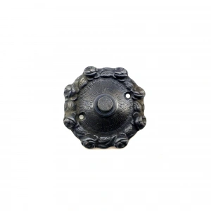 Antika Tarz Dekoratif Pirinç Güllü Kapı Zili - 75mm, Oksit