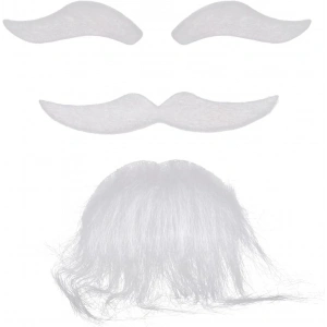 Beyaz Renk Kendinden Yapışkanlı Takma Sakal Bıyık ve Kaş Seti