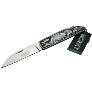 CRKT CR 0102 Kamp Çakı 20 cm - Balık Desenli Metal Sap, Kılıflı, Kutulu