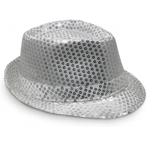 Disko  Gümüş Payetli Fötr Şapka Yetişkin Boy