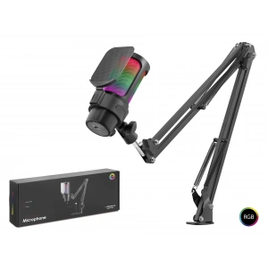 Gaming RGB Mikrofon Seti Boom Mikrofon Kolu Type-C 192kHz 24Bit Siyah M835B