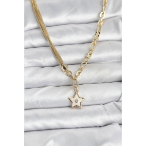 Gold Renk Pirinç Yıldız Model Kadın Kolye