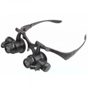 Gözlük Modeli 10X 15X 20X 25X Lens 2 Led Işıklı Büyüteç 9892G