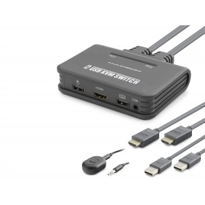 Hdmi Usb Kvm Switch 2 Port Hdmi 2 Port Usb Dahili Kablolu - Siyah HDX1361