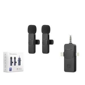 Kablosuz Çift Mikrofon 3.5 Mm + Type-C + Lıghtnıng Siyah HDX2782