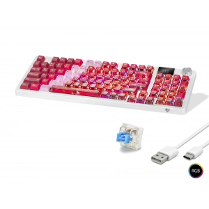 Kablosuz Mekanik Gaming Klavye Rgb Blue Switch 95 Tuş - Kırmızı Beyaz MF1705R