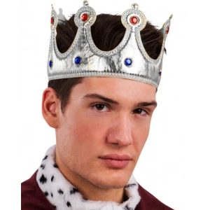 Kral Tacı Gümüş Renk Kumaş Malzeme Yetişkin Boy