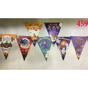 Lüks Baskılı Üçgen Model Halloween Banner Süs Bayrak 8 li