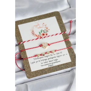 Marteniçka Bileklik 3lü Beyaz Mineli Kalp Model