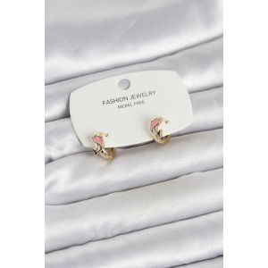 Pembe Yunus Balığı Model Gold Renk Pirinç Çocuk Küpe