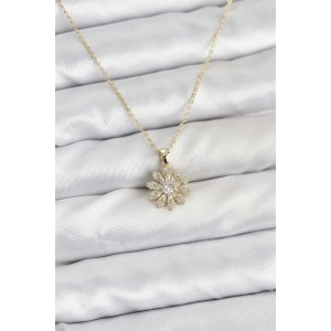 Pirinç Gold Renk Çiçek Model Kadın Kolye