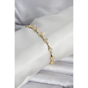 Pirinç Gold Renk Damla Model Zirkon Taşlı Kadın Bileklik