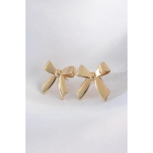 Pirinç Gold Renk Düz Plaka Fiyonk Küpe