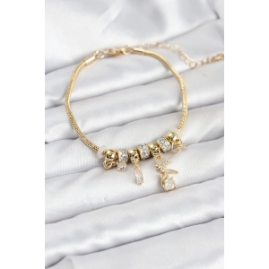 Pirinç Gold Renk Tinkerbell Charmlı Kadın Bileklik