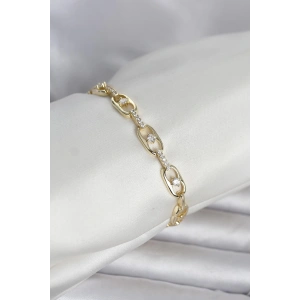 Pirinç Gold Renk Zirkon Taşlı Kadın Bileklik