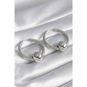 Pirinç Gümüş Renk Halka Top Model Kadın Küpe