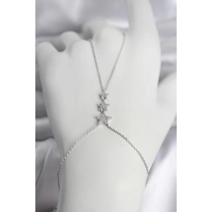 Pirinç Gümüş Renk Sıralı Yıldız Model Kadın Şahmeran