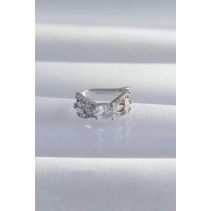 Pirinç Gümüş Renk Zirkon Taş Kaplama Earcuff Küpe