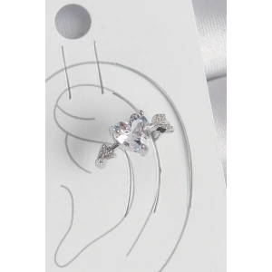 Pirinç Gümüş Renk Zirkon Taşlı Yıldız Model Kadın Kıkırdak Küpe