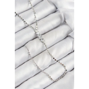 Pirinç Zirkon Taşlı Ezme Zincirli Model Gümüş Renk Y Kolye